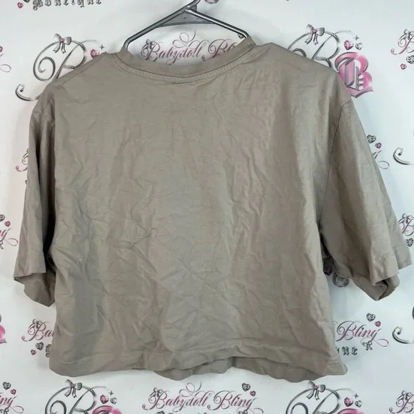 J.o & co tshirt tee cream Beige Crop Top cropped short style shirt grey - Picture 2 of 8